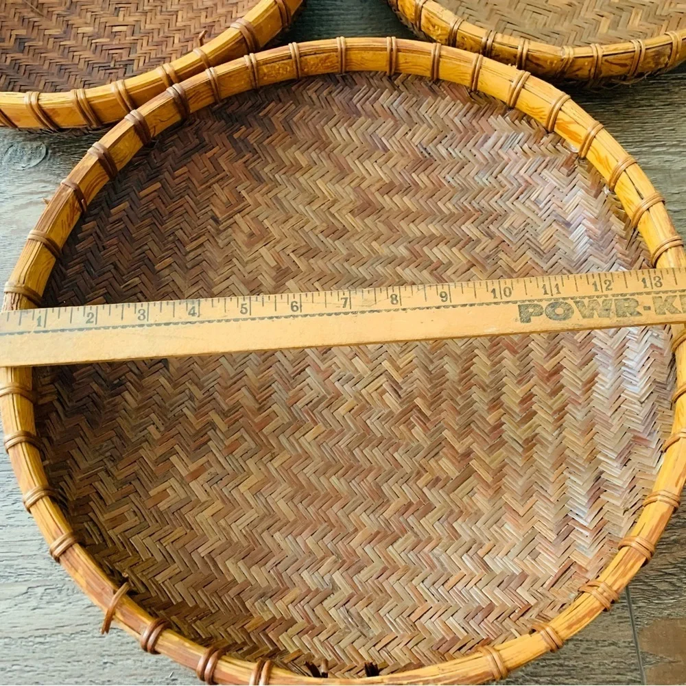 Round rattan set of 3 trays
